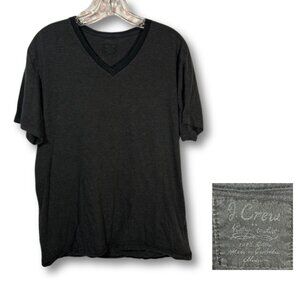 J.Crew Men's Size M Vintage Inspired T-Shirt Short Sleeve Gray Striped V-Neck